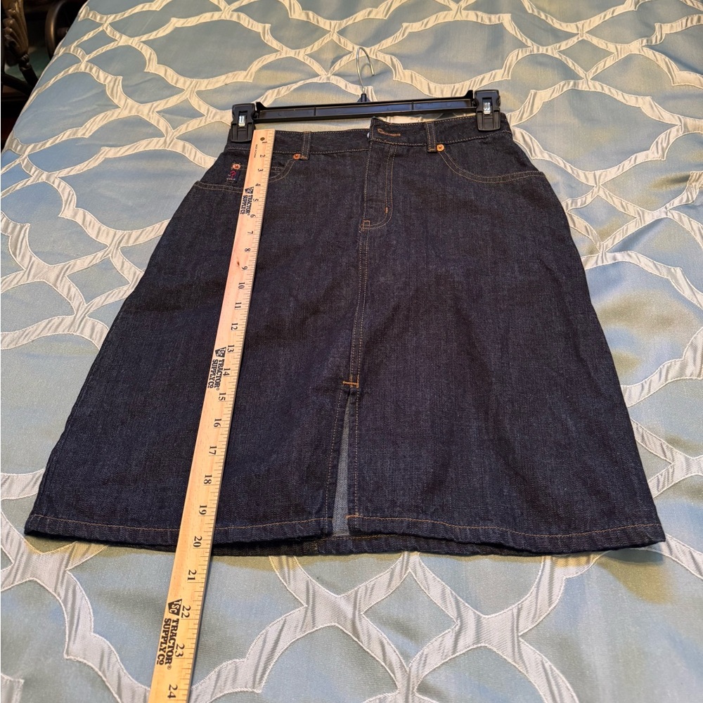 VTG Authentic GUESS Women's Press Denim Blue Skirt. Size 16 (Waist 14”). - Picture 8 of 11